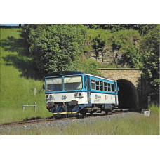 Pohlednice, Motorový vůz 810 124-8 vyjíždí z tunelu v Teplicích nad Metují, Letohradský železniční klub 2023125